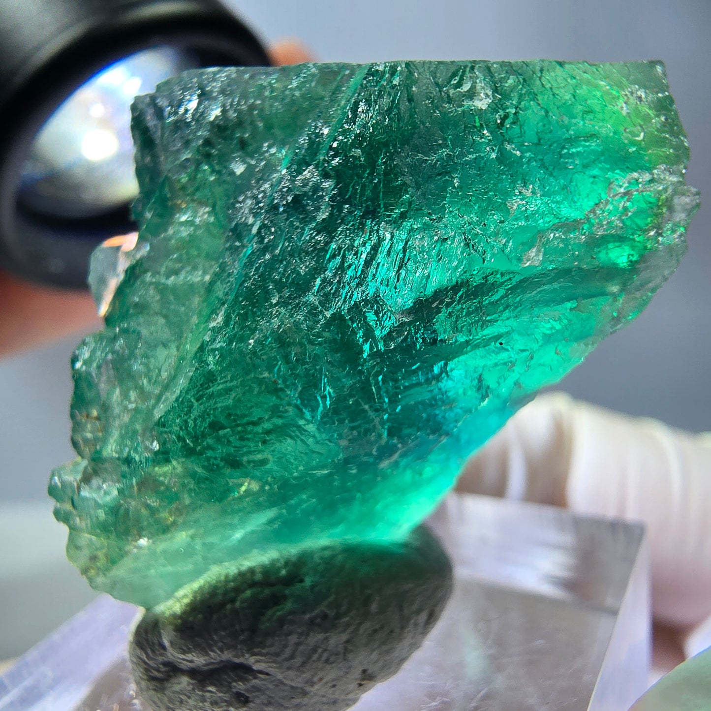 Klarer Phantom Fluorit Würfel parkettiert, grün Okorusu, Namibia 38*25*25mm