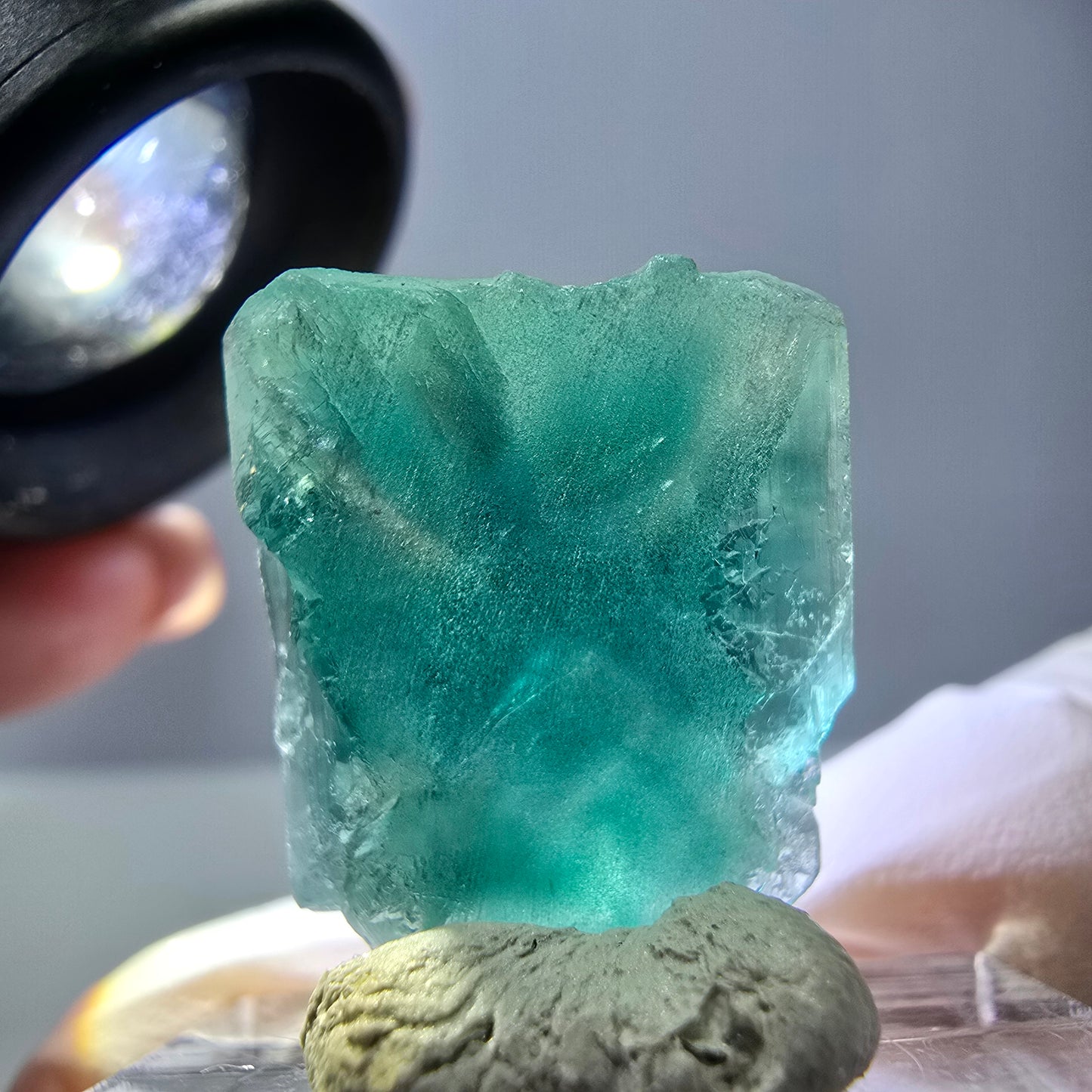 Klarer Phantom Fluorit Würfel parkettiert, grün Okorusu, Namibia 20*17*13mm