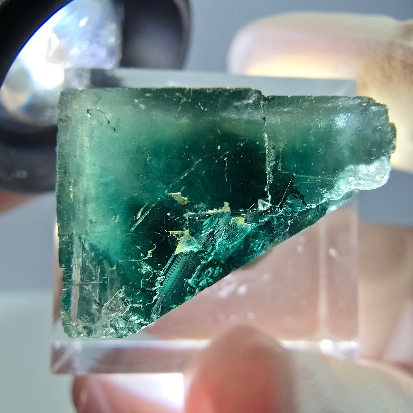 Klarer Phantom Fluorit Würfel parkettiert, grün Okorusu, Namibia 19*16*14mm