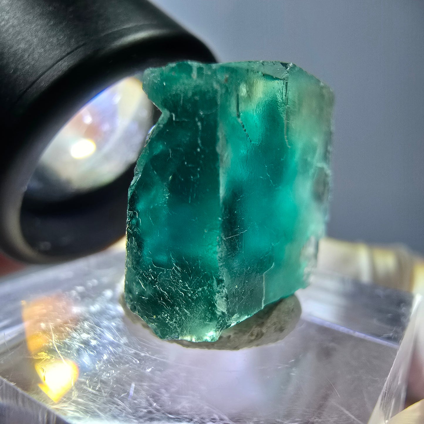 Klarer Phantom Fluorit Würfel parkettiert, grün Okorusu, Namibia 19*16*14mm