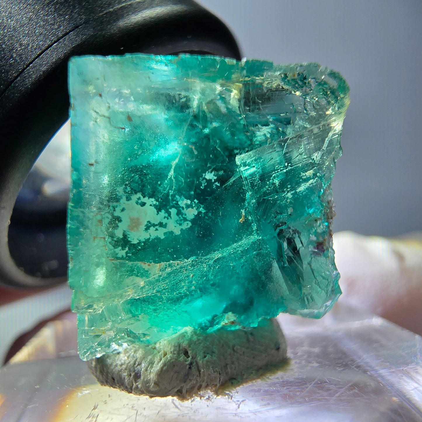 Klarer Phantom Fluorit Würfel parkettiert, grün Okorusu, Namibia 19*16*14mm