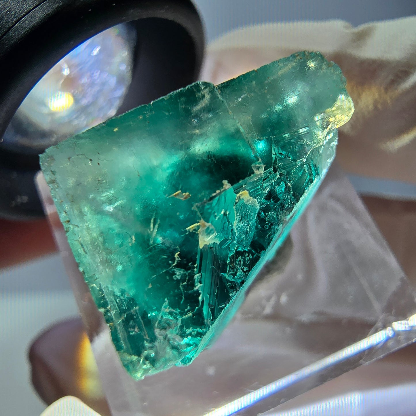 Klarer Phantom Fluorit Würfel parkettiert, grün Okorusu, Namibia 19*16*14mm