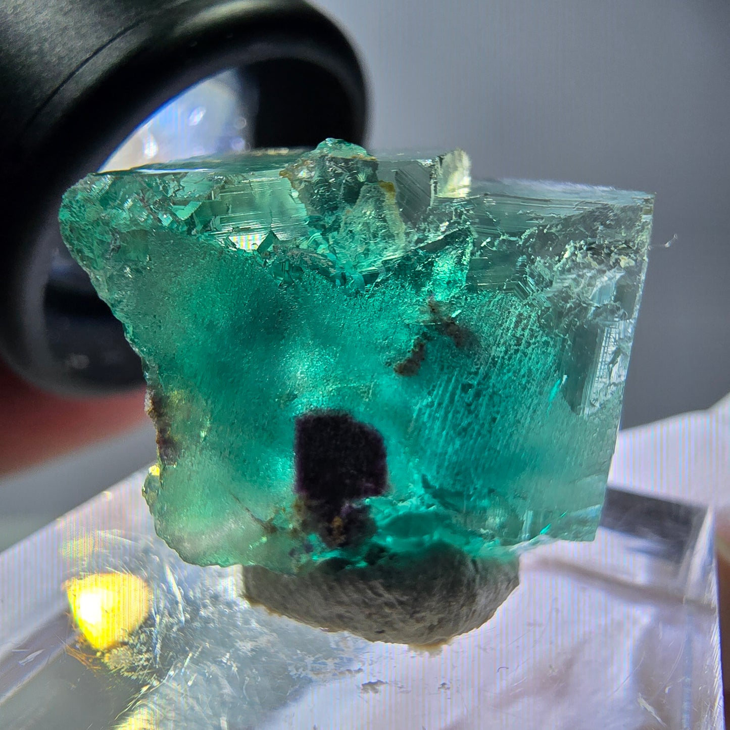 Klarer Phantom Fluorit Würfel parkettiert, grün Okorusu, Namibia 19*16*14mm
