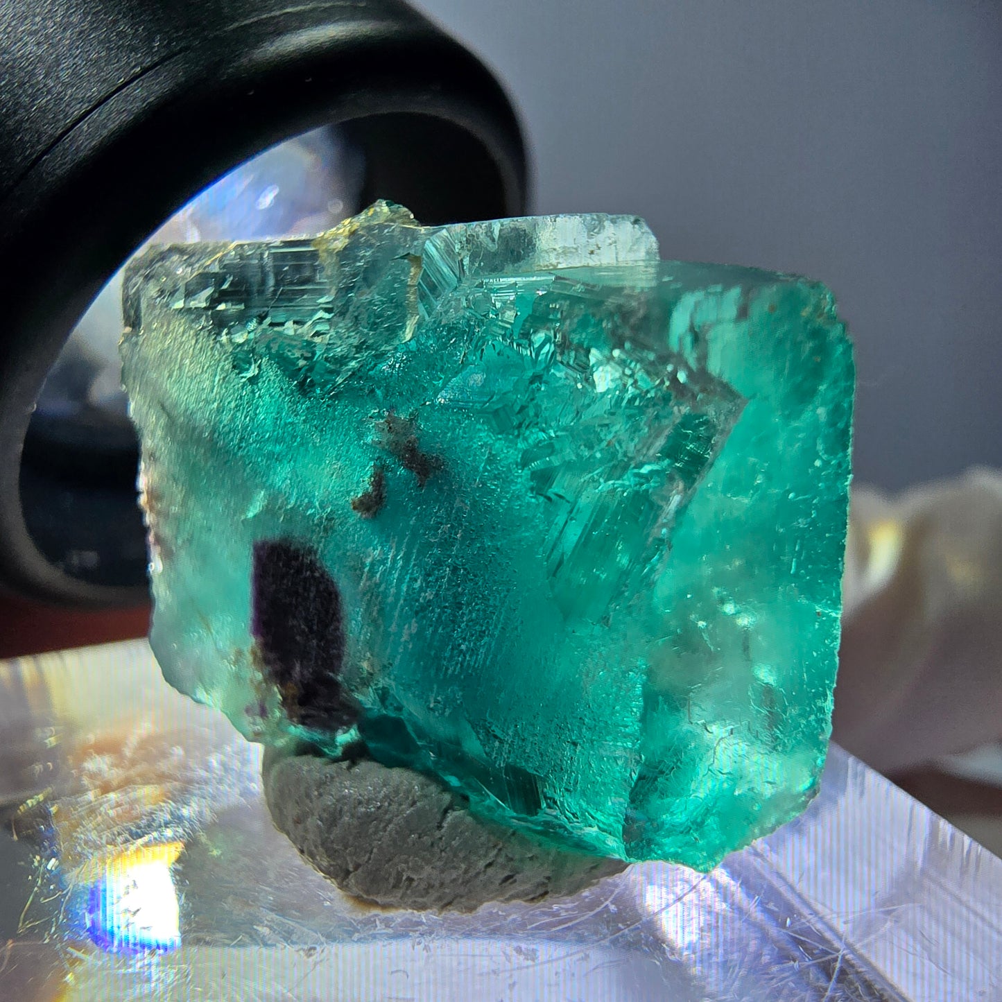 Klarer Phantom Fluorit Würfel parkettiert, grün Okorusu, Namibia 19*16*14mm