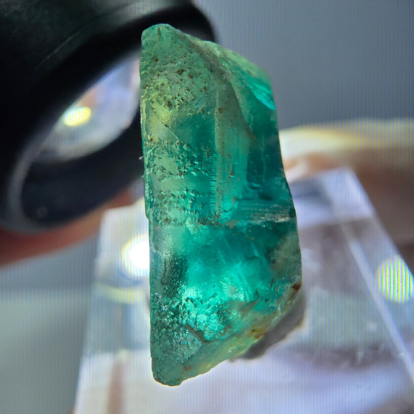 Klarer Phantom Fluorit Würfel parkettiert, grün Okorusu, Namibia 20*19*10mm