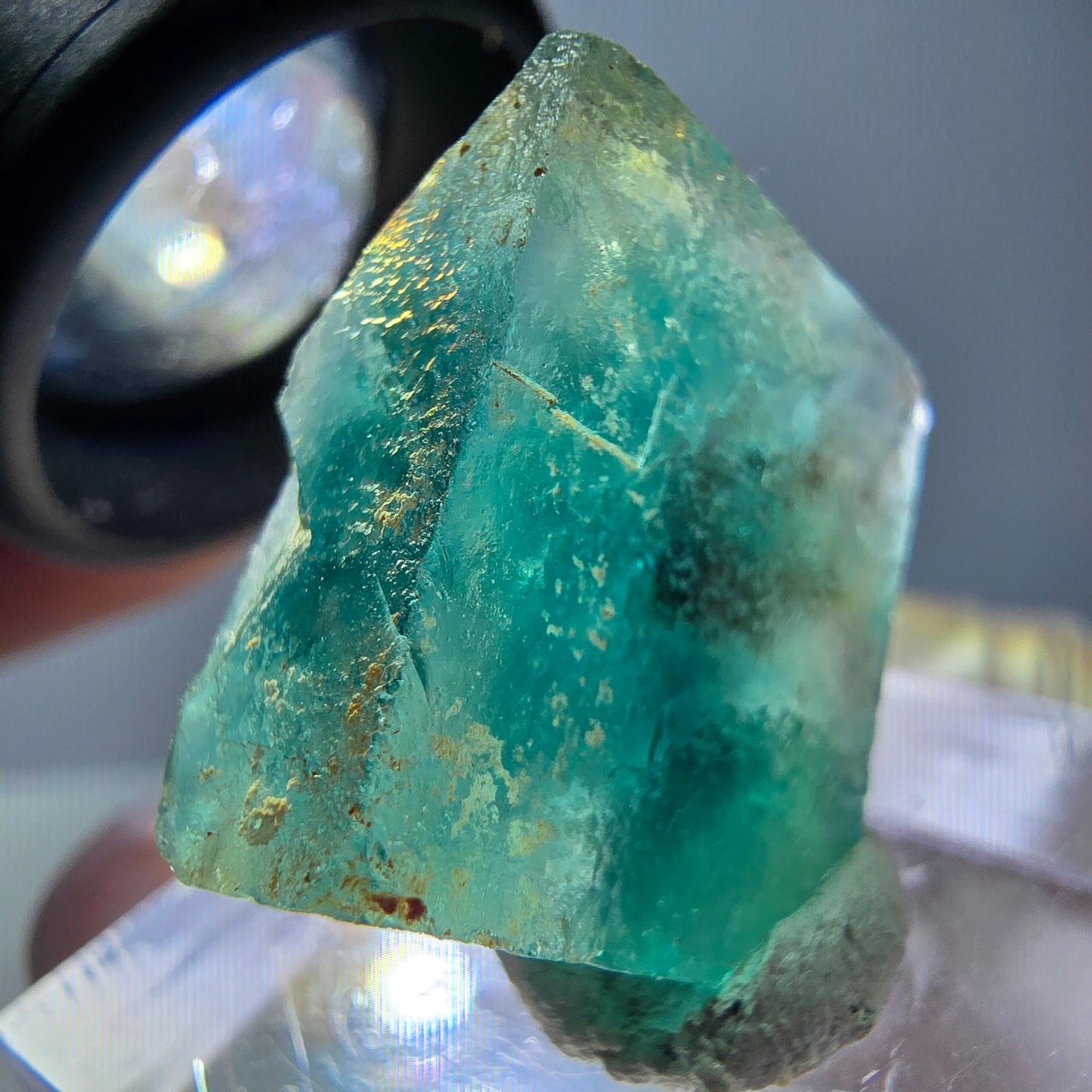 Klarer Phantom Fluorit Würfel parkettiert, grün Okorusu, Namibia 20*19*10mm