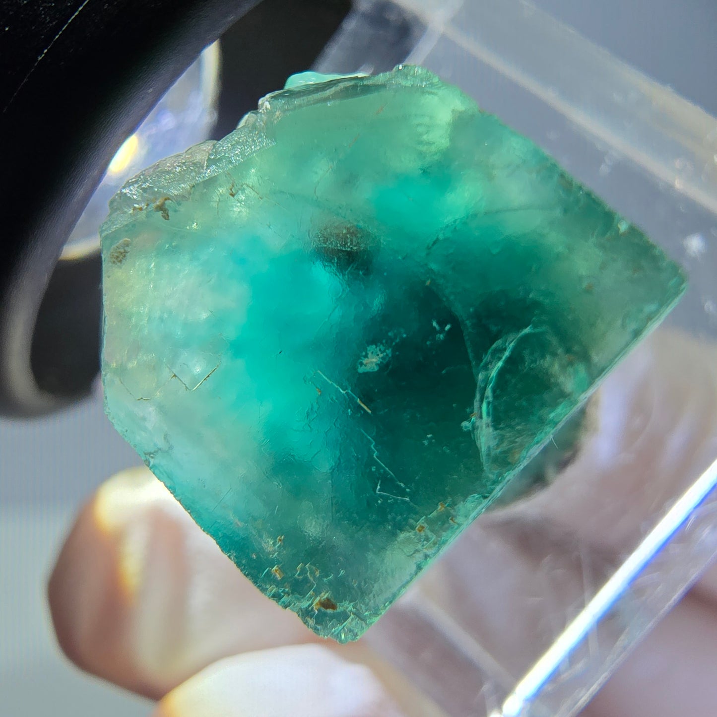 Klarer Phantom Fluorit Würfel parkettiert, grün Okorusu, Namibia 15*14*13mm