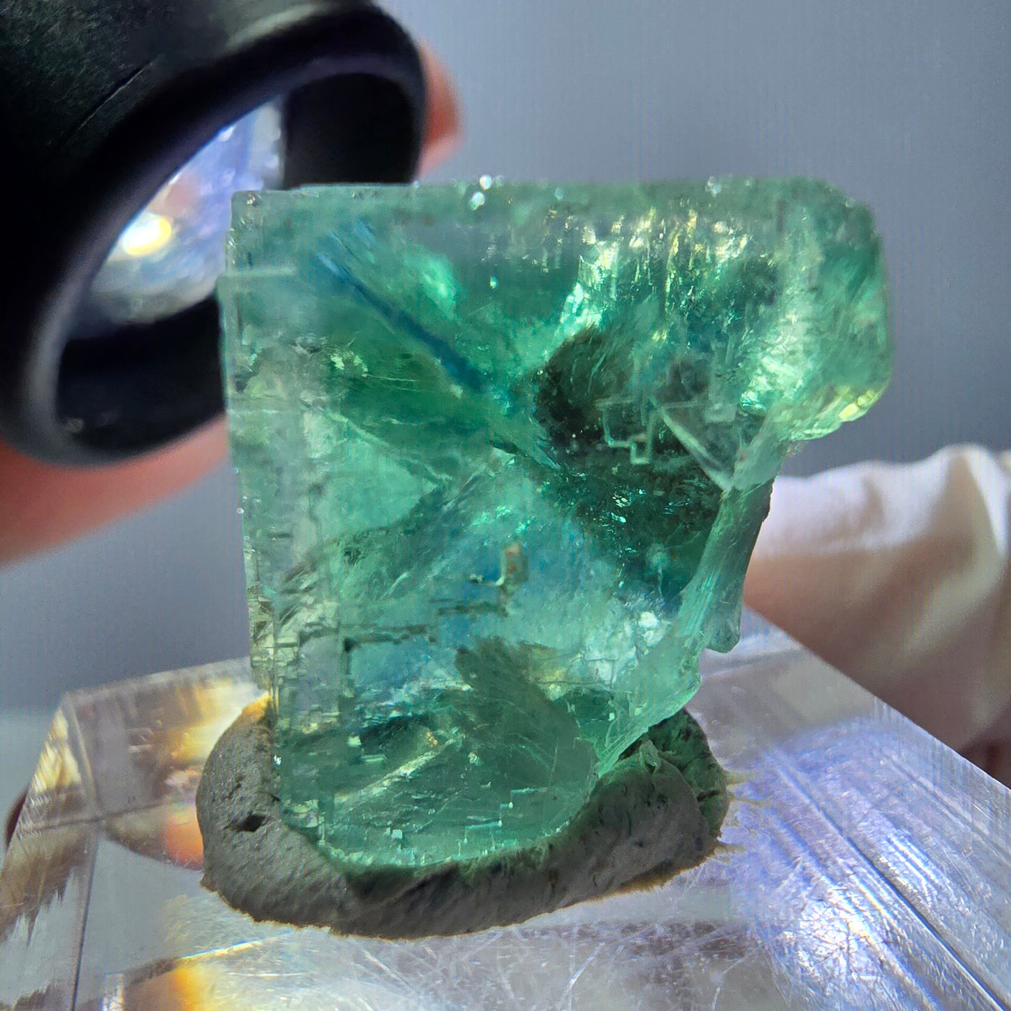Klarer Phantom Fluorit Würfel parkettiert, grün Okorusu, Namibia 17*17*17mm