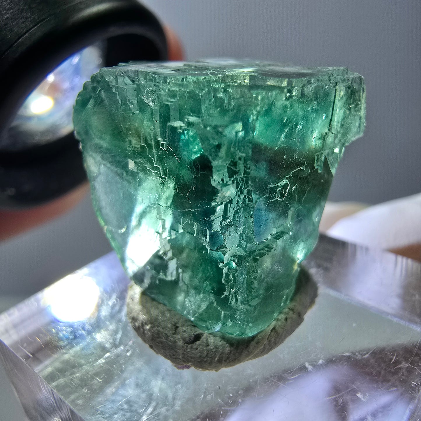 Klarer Phantom Fluorit Würfel parkettiert, grün Okorusu, Namibia 17*17*17mm