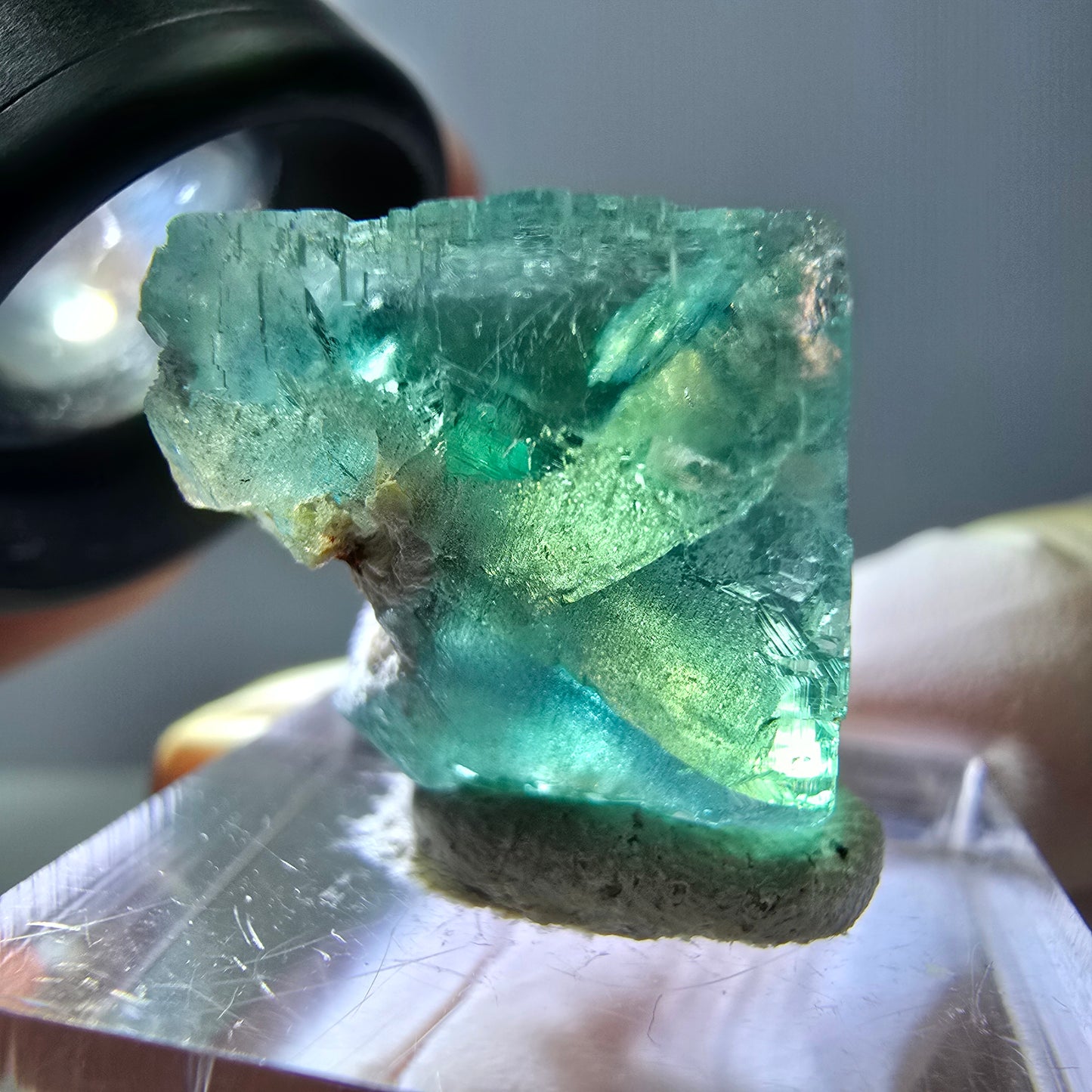 Klarer Phantom Fluorit Würfel parkettiert, grün Okorusu, Namibia 17*17*17mm