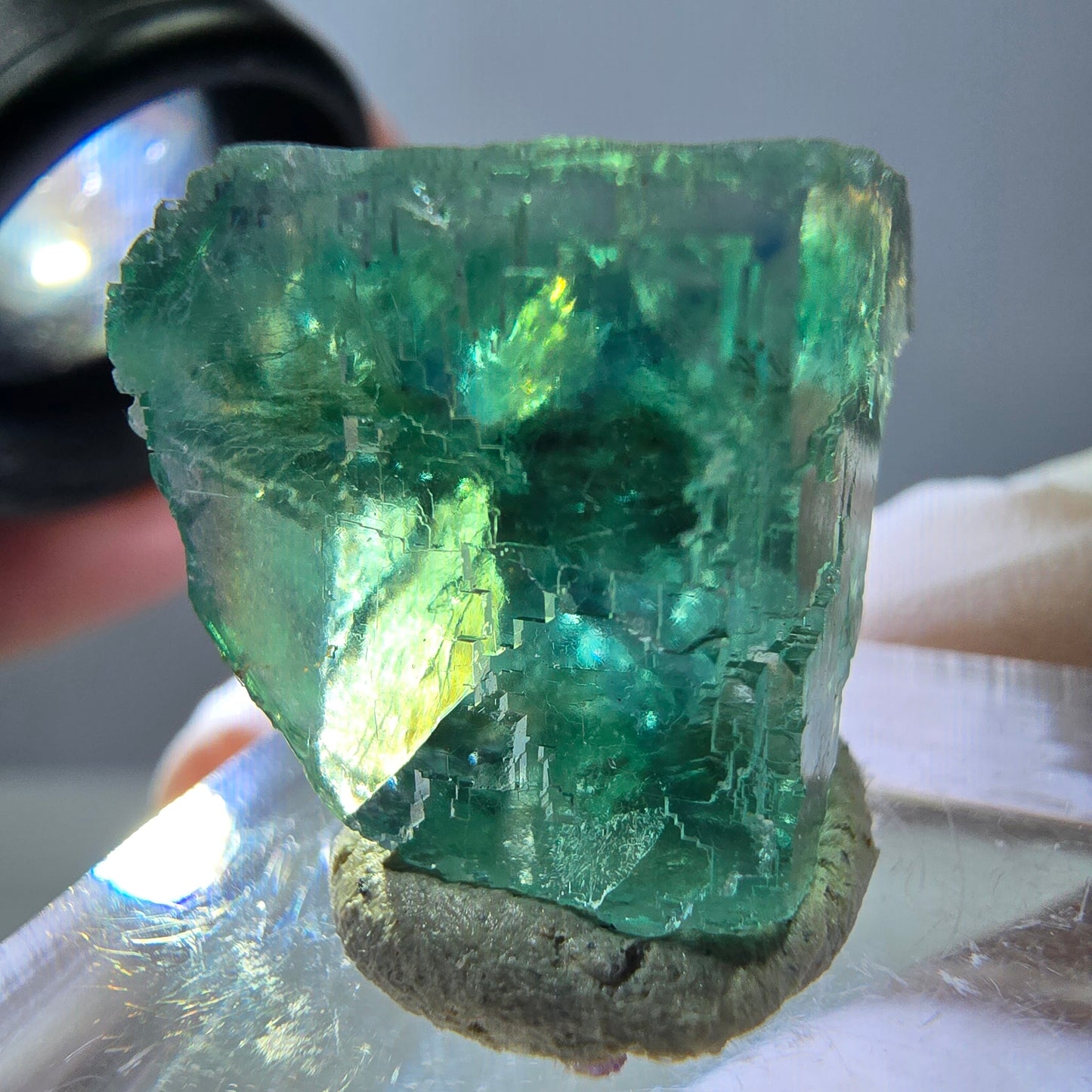 Klarer Phantom Fluorit Würfel parkettiert, grün Okorusu, Namibia 17*17*17mm