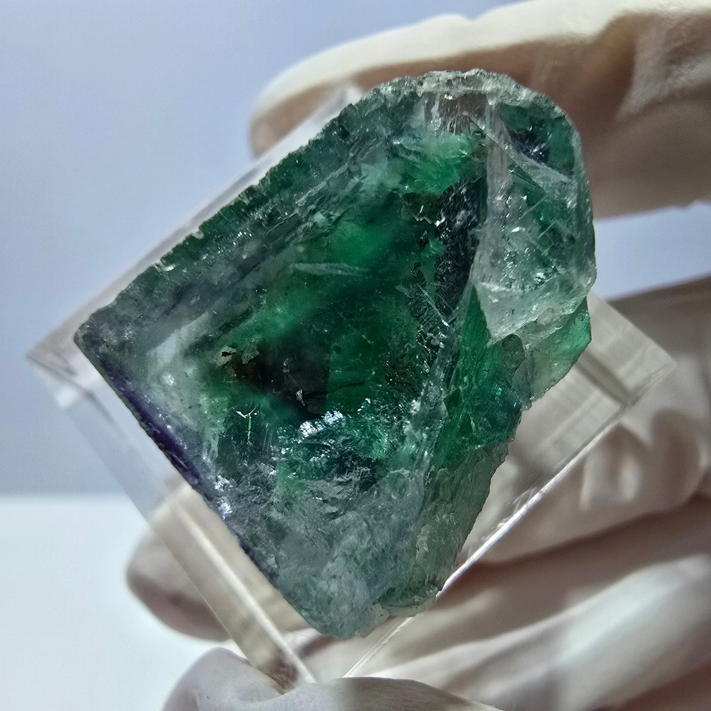 Klarer Phantom Fluorit Würfel parkettiert, grün Okorusu, Namibia 20*17*17mm
