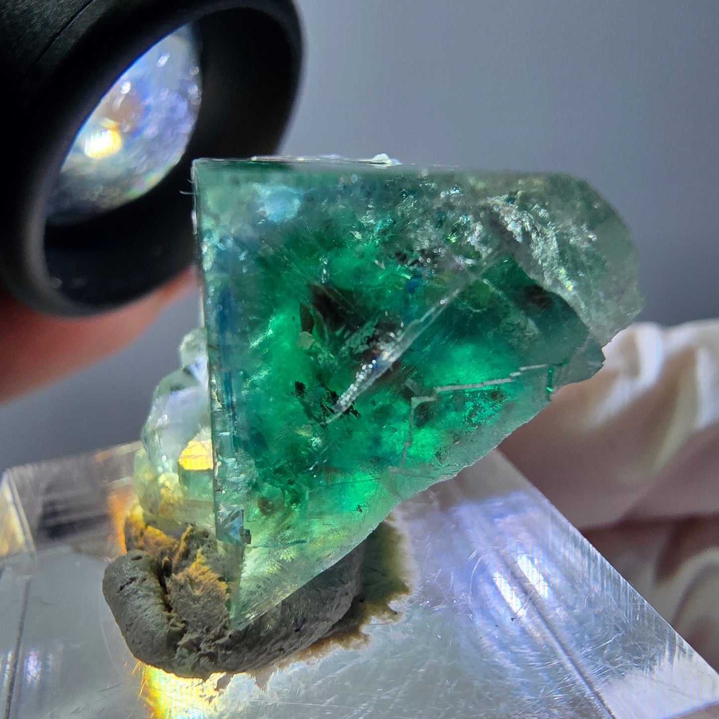 Klarer Phantom Fluorit Würfel parkettiert, grün Okorusu, Namibia 20*17*17mm