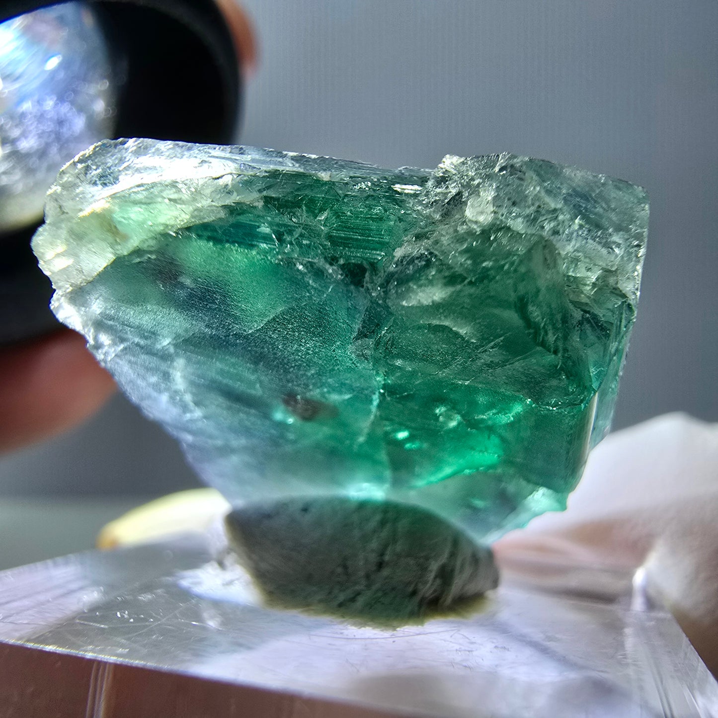 Klarer Phantom Fluorit Würfel parkettiert, grün Okorusu, Namibia 20*17*17mm
