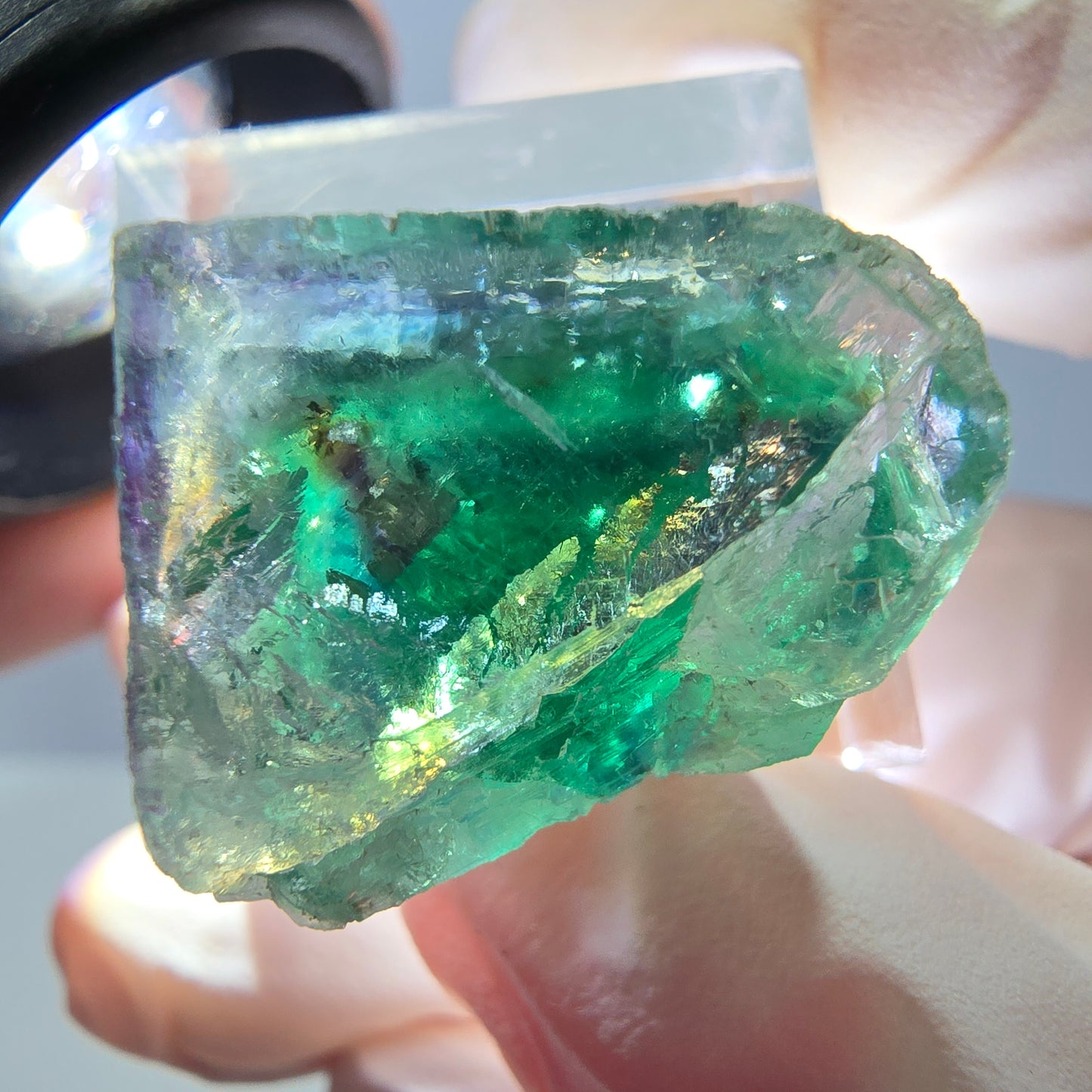 Klarer Phantom Fluorit Würfel parkettiert, grün Okorusu, Namibia 20*17*17mm