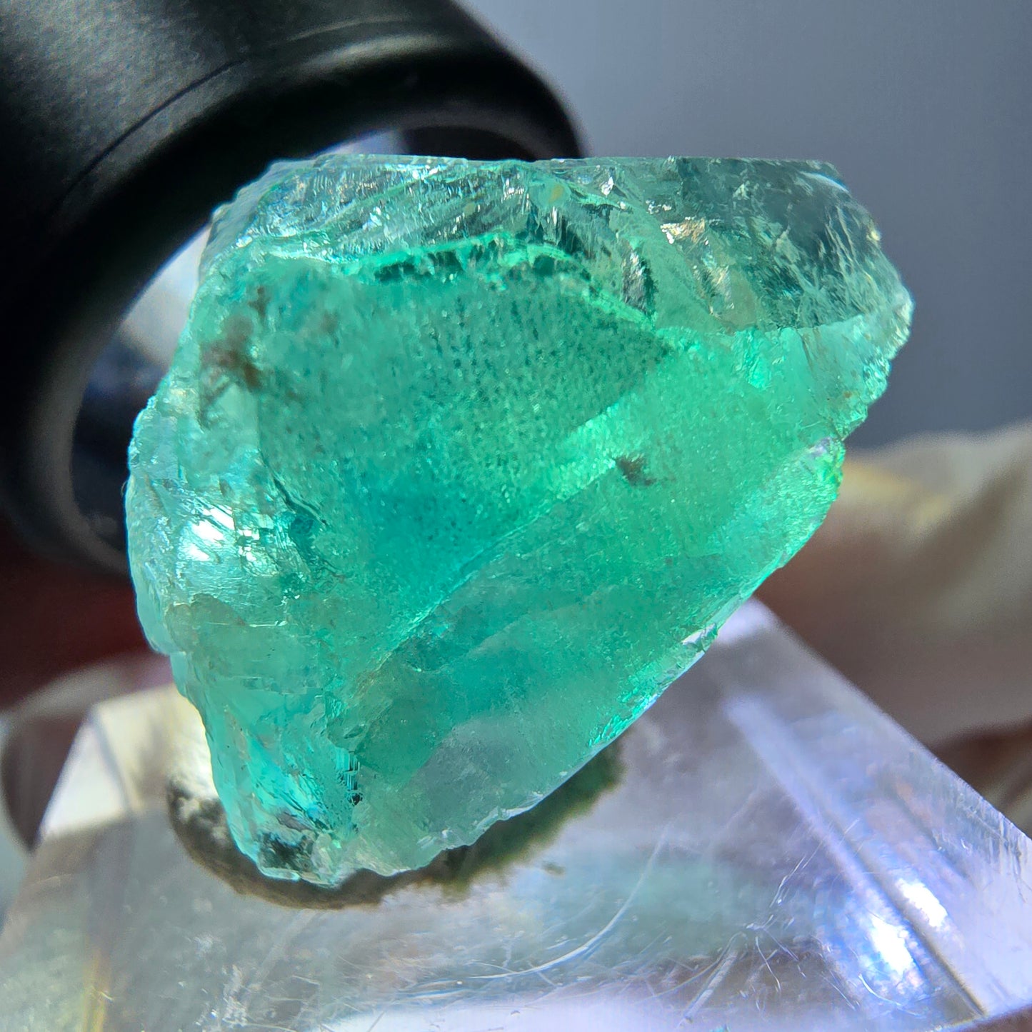 Klarer Phantom Fluorit Würfel parkettiert, grün Okorusu, Namibia 23*20*20mm