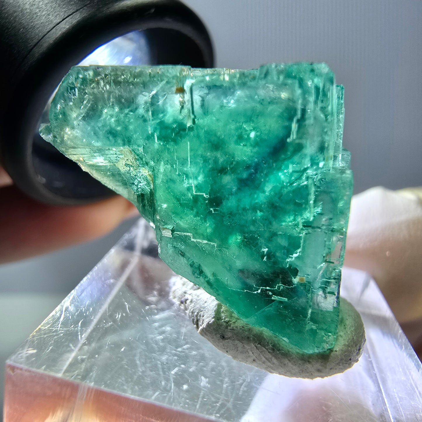 Klarer Phantom Fluorit Würfel parkettiert, grün Okorusu, Namibia 23*20*20mm