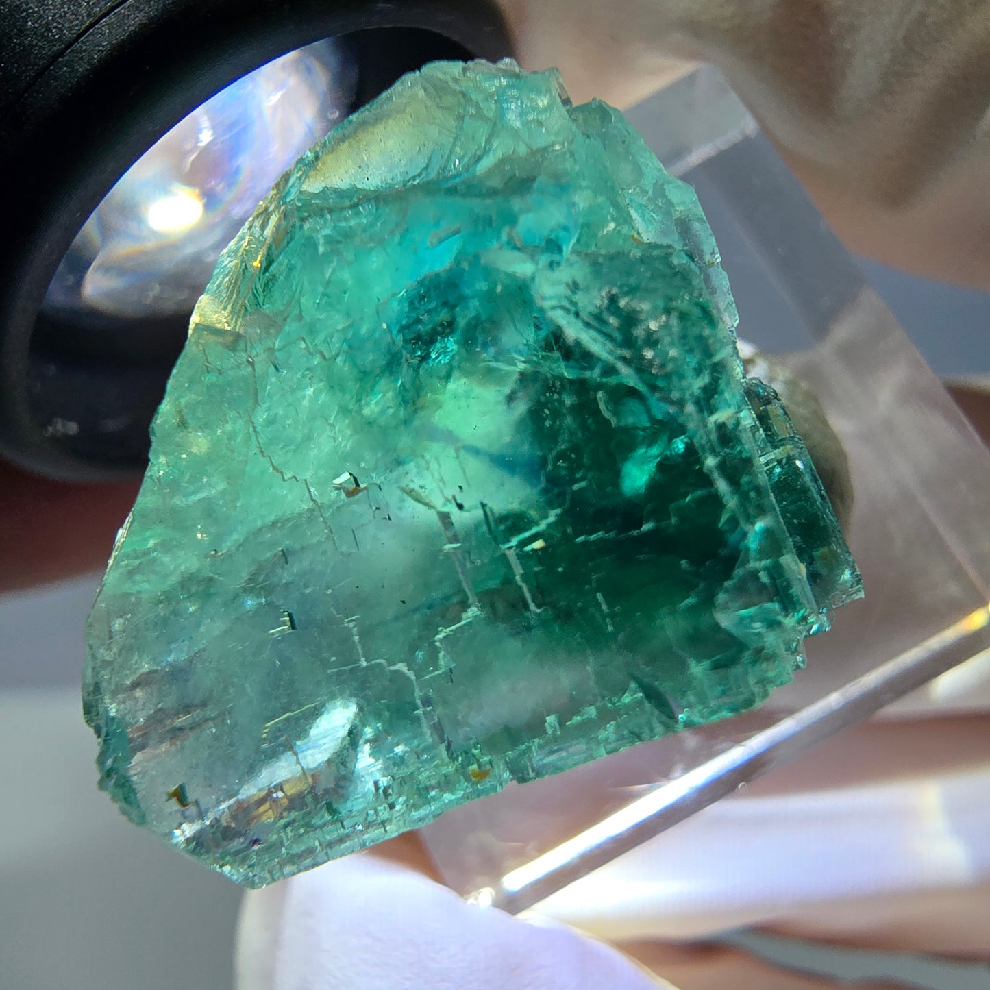 Klarer Phantom Fluorit Würfel parkettiert, grün Okorusu, Namibia 23*20*20mm