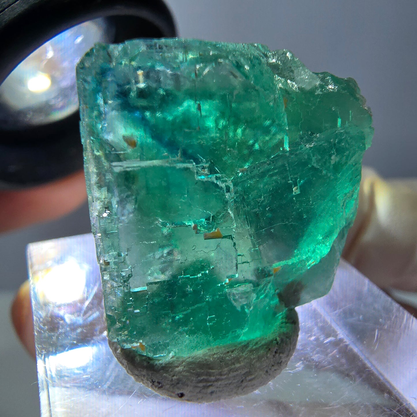 Klarer Phantom Fluorit Würfel parkettiert, grün Okorusu, Namibia 23*20*20mm