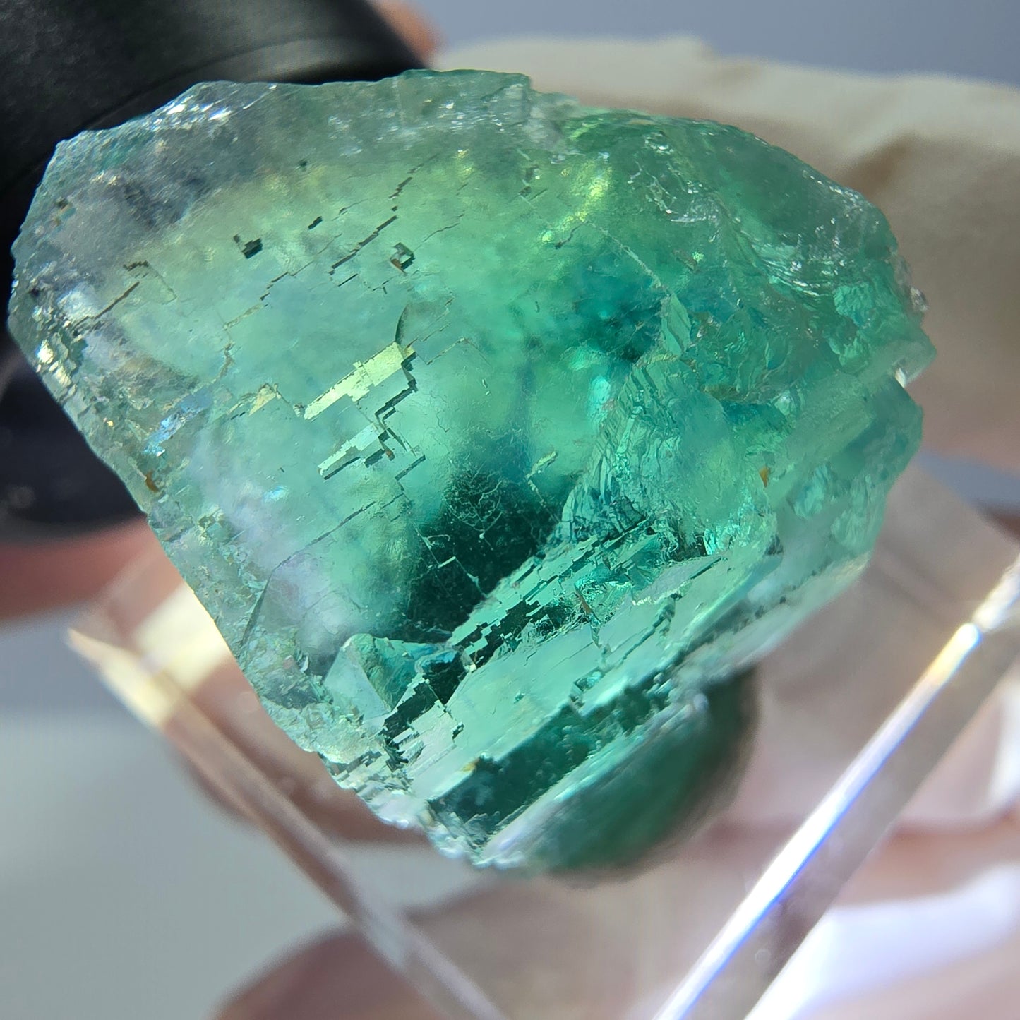 Klarer Phantom Fluorit Würfel parkettiert, grün Okorusu, Namibia 23*20*20mm