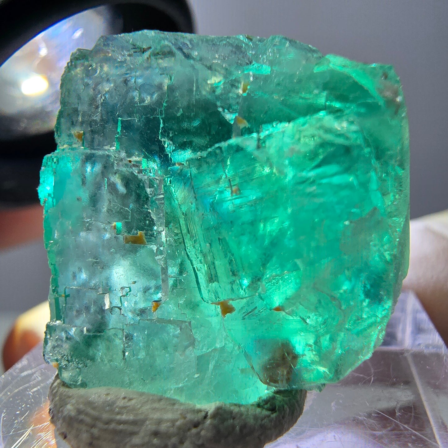 Klarer Phantom Fluorit Würfel parkettiert, grün Okorusu, Namibia 23*20*20mm