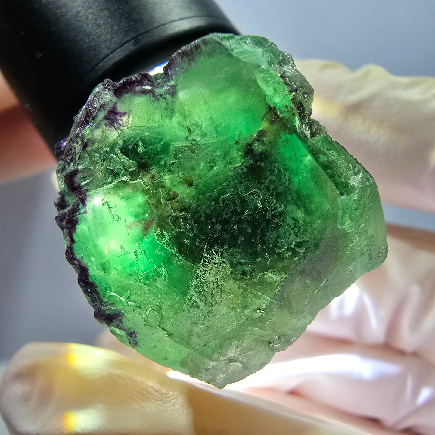 Phantom Fluorit Würfel parkettiert, zonal, grün lila Okorusu, Namibia 31*22*20mm