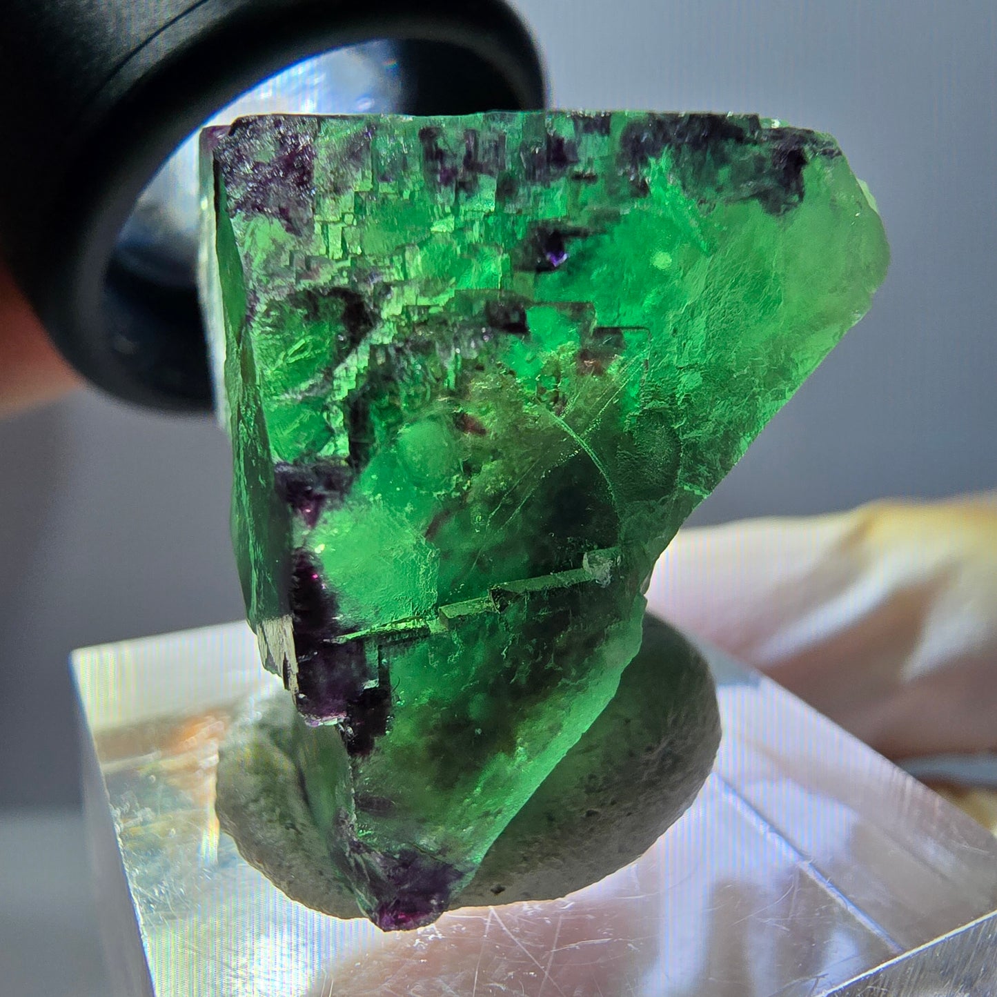Phantom Fluorit Würfel parkettiert, zonal, grün lila Okorusu, Namibia 31*22*20mm