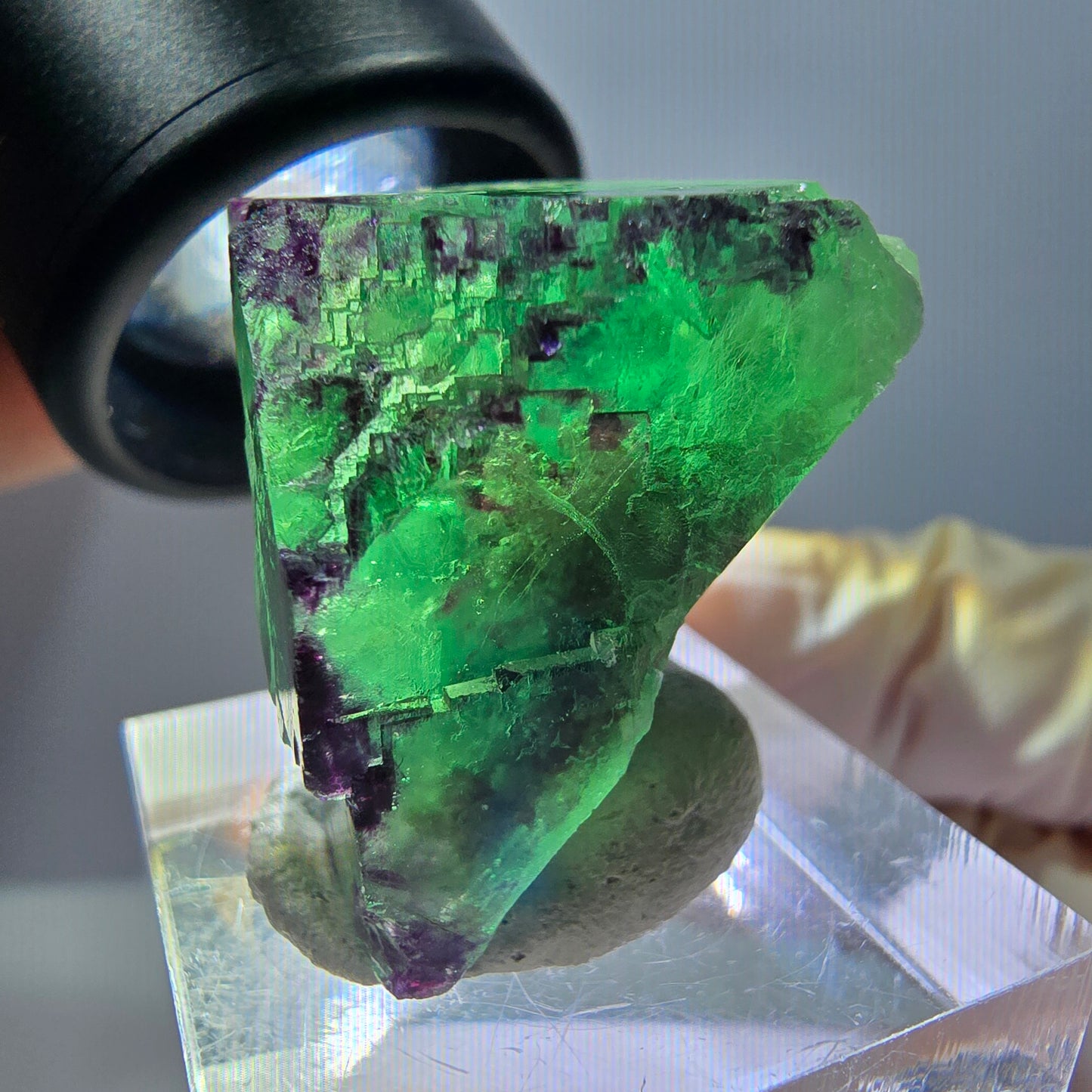 Phantom Fluorit Würfel parkettiert, zonal, grün lila Okorusu, Namibia 31*22*20mm