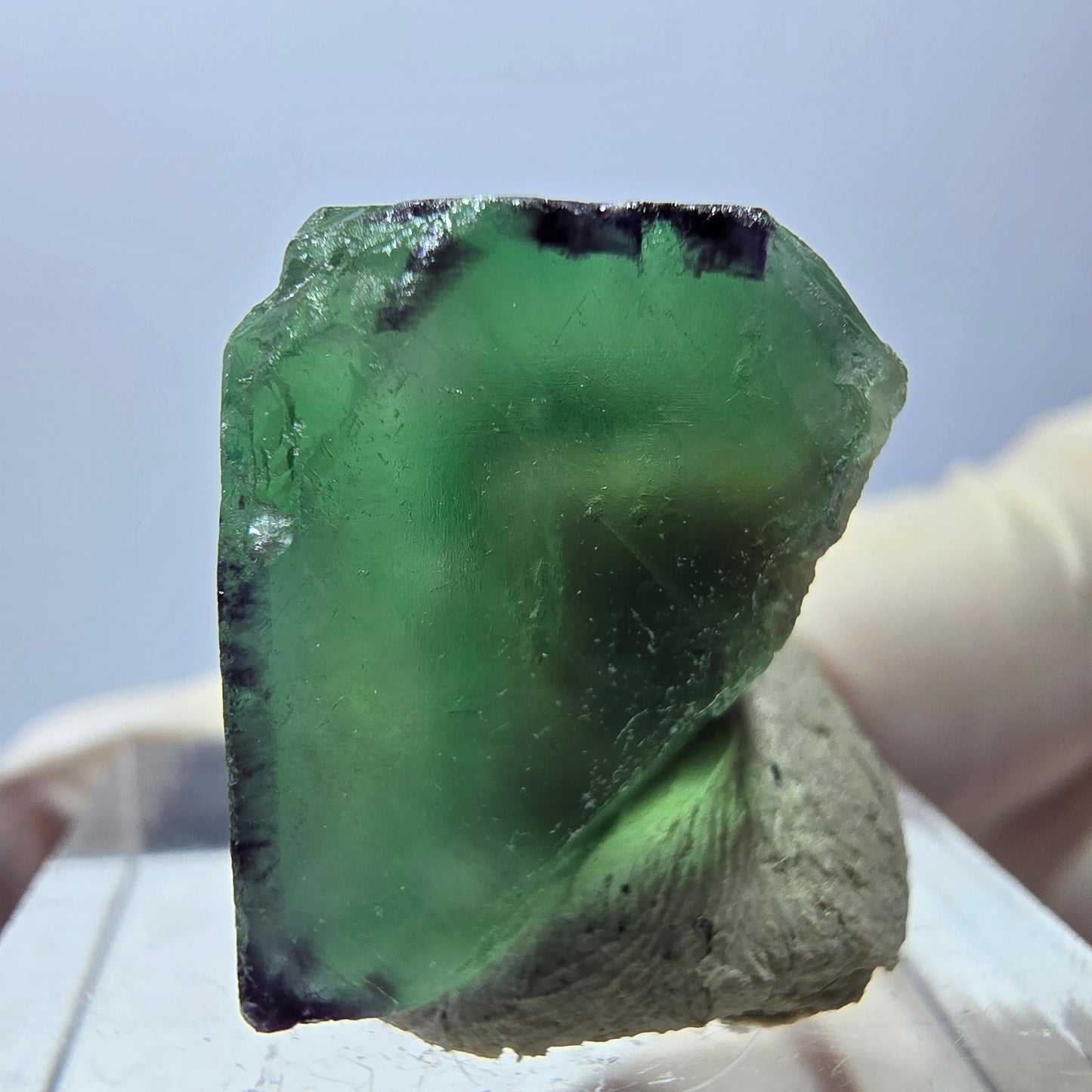 Cube de fluorite fantôme parqueté, zonal, vert violet Okorusu, Namibie 18*17*15mm