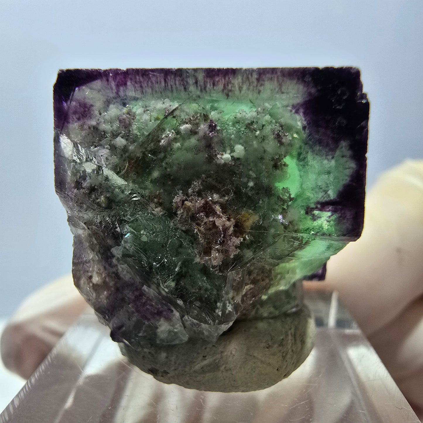 Phantom Fluorit Würfel parkettiert, zonal, grün lila Okorusu, Namibia 21*20*18mm