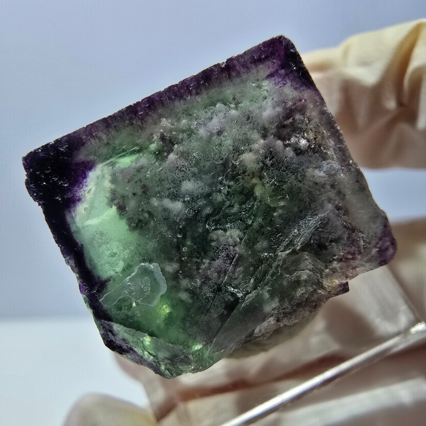 Phantom Fluorit Würfel parkettiert, zonal, grün lila Okorusu, Namibia 21*20*18mm