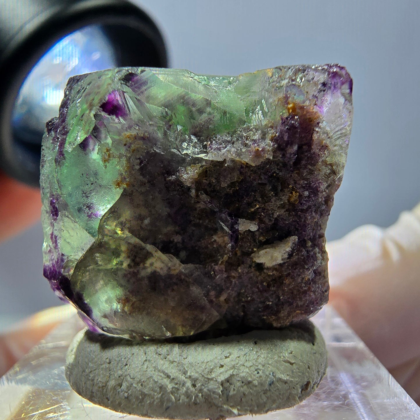 Phantom Fluorit Würfel parkettiert, zonal, grün lila Okorusu, Namibia 21*20*18mm