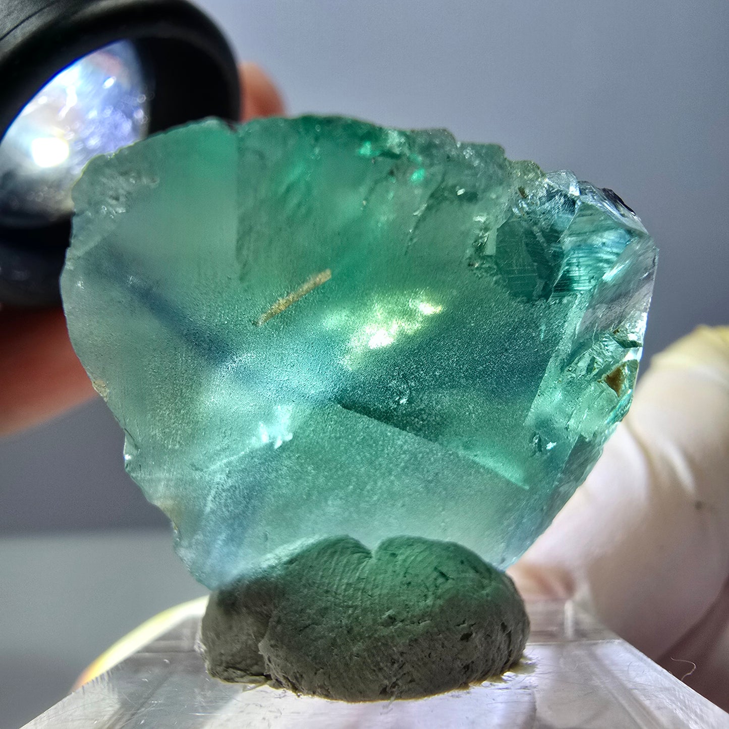 Cube de fluorite fantôme parqueté, zonal, vert violet Okorusu, Namibie 27*27*20mm