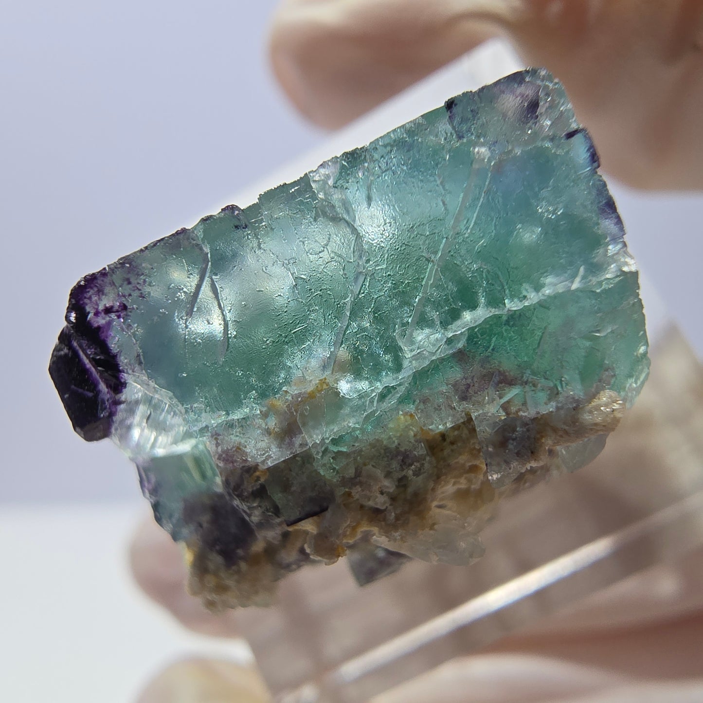 Phantom Fluorit Würfel parkettiert, zonal, grün lila Okorusu, Namibia 18*17*15mm