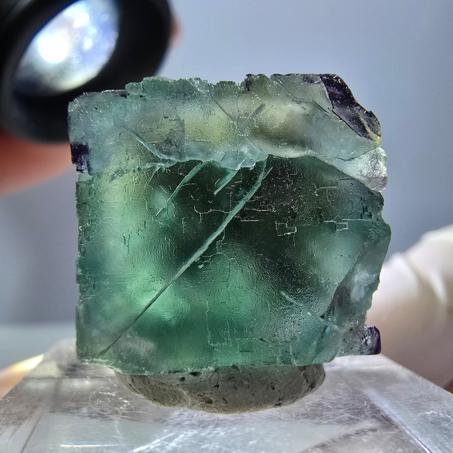Phantom Fluorit Würfel parkettiert, zonal, grün lila Okorusu, Namibia 18*17*15mm