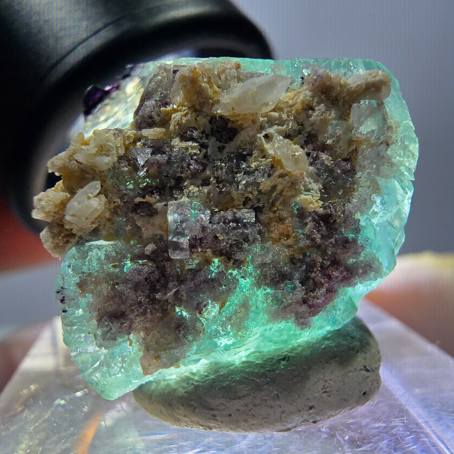 Phantom Fluorit Würfel parkettiert, zonal, grün lila Okorusu, Namibia 18*17*15mm