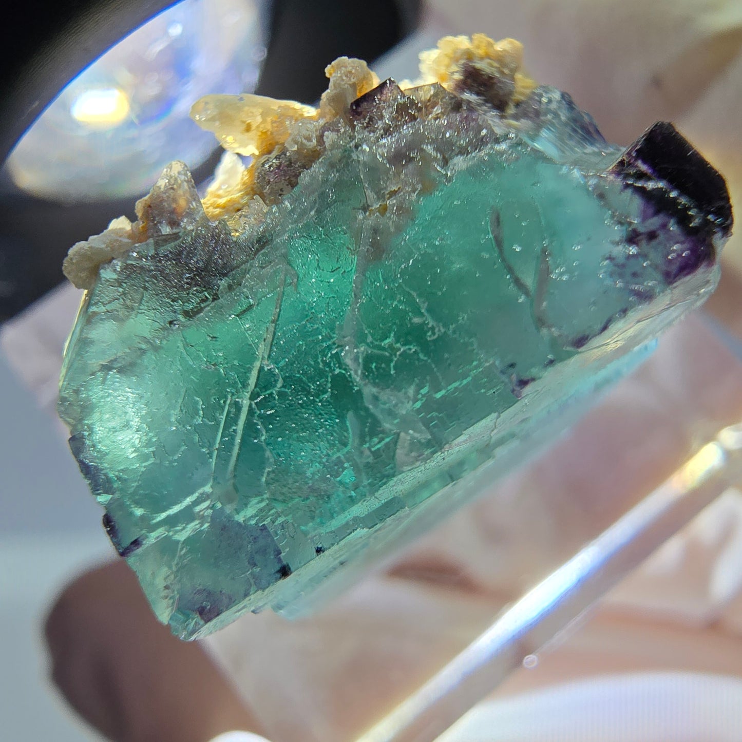 Phantom Fluorit Würfel parkettiert, zonal, grün lila Okorusu, Namibia 18*17*15mm