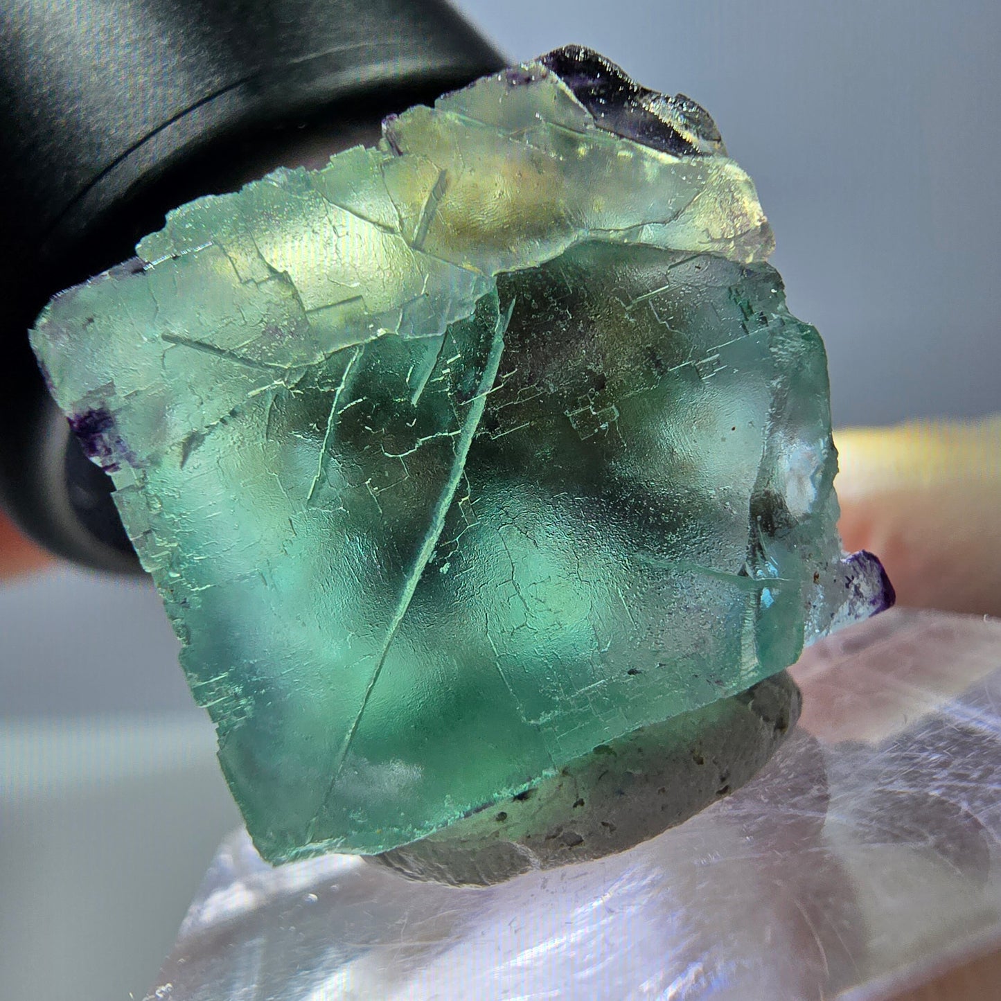 Phantom Fluorit Würfel parkettiert, zonal, grün lila Okorusu, Namibia 18*17*15mm