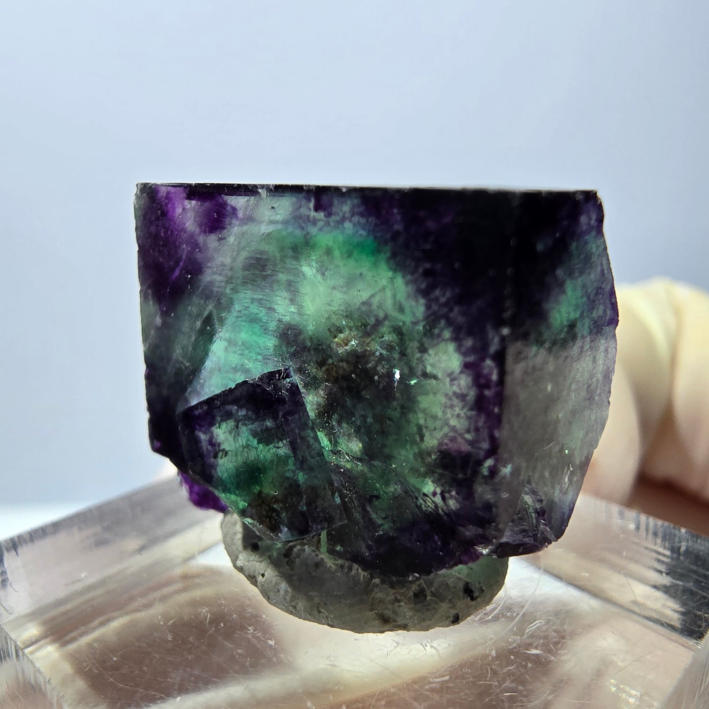 Phantom Fluorit Würfel parkettiert, zonal, grün lila Okorusu, Namibia 20*18*15mm
