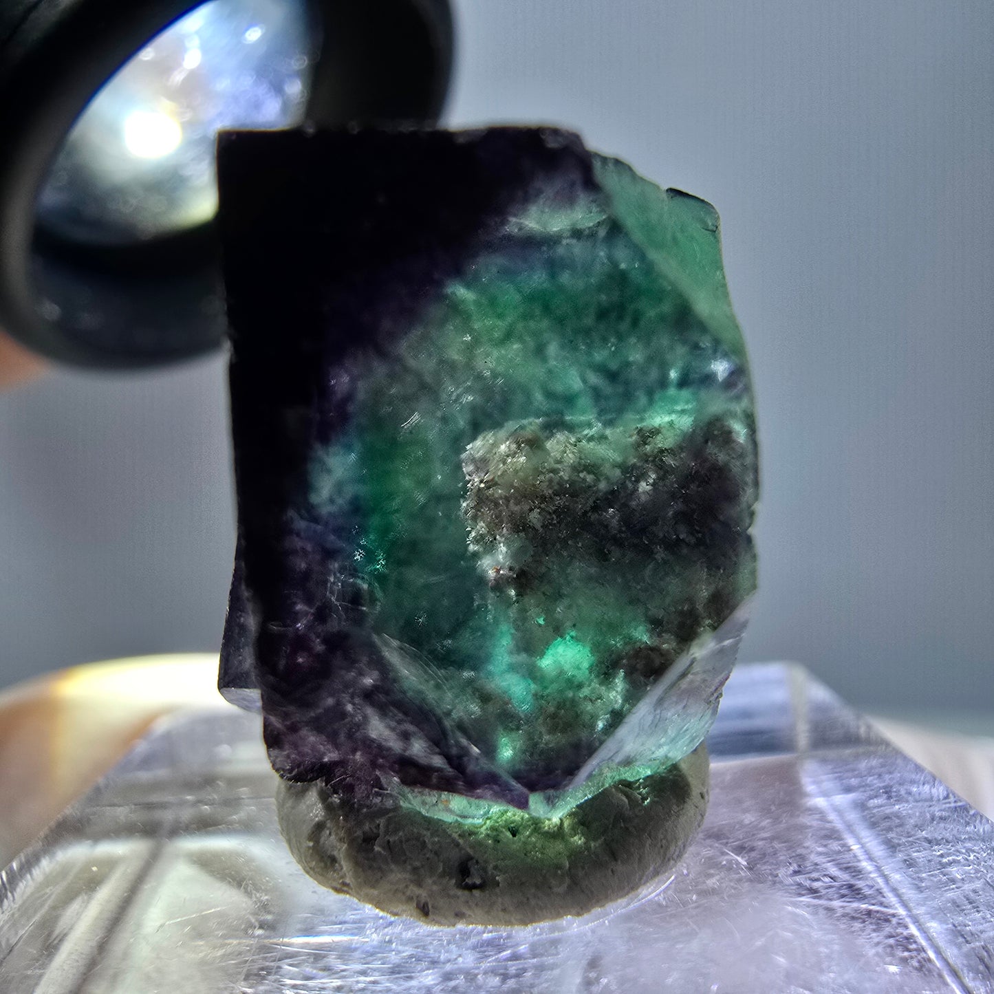 Phantom Fluorit Würfel parkettiert, zonal, grün lila Okorusu, Namibia 20*18*15mm