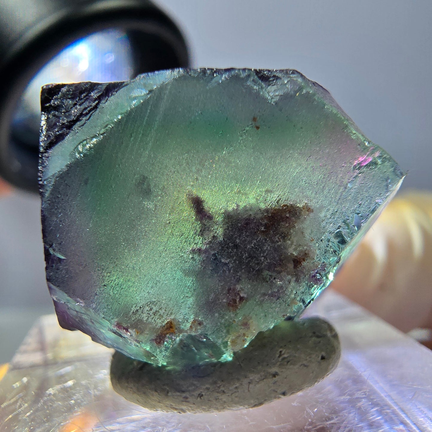 Phantom Fluorit Würfel parkettiert, zonal, grün lila Okorusu, Namibia 20*18*15mm