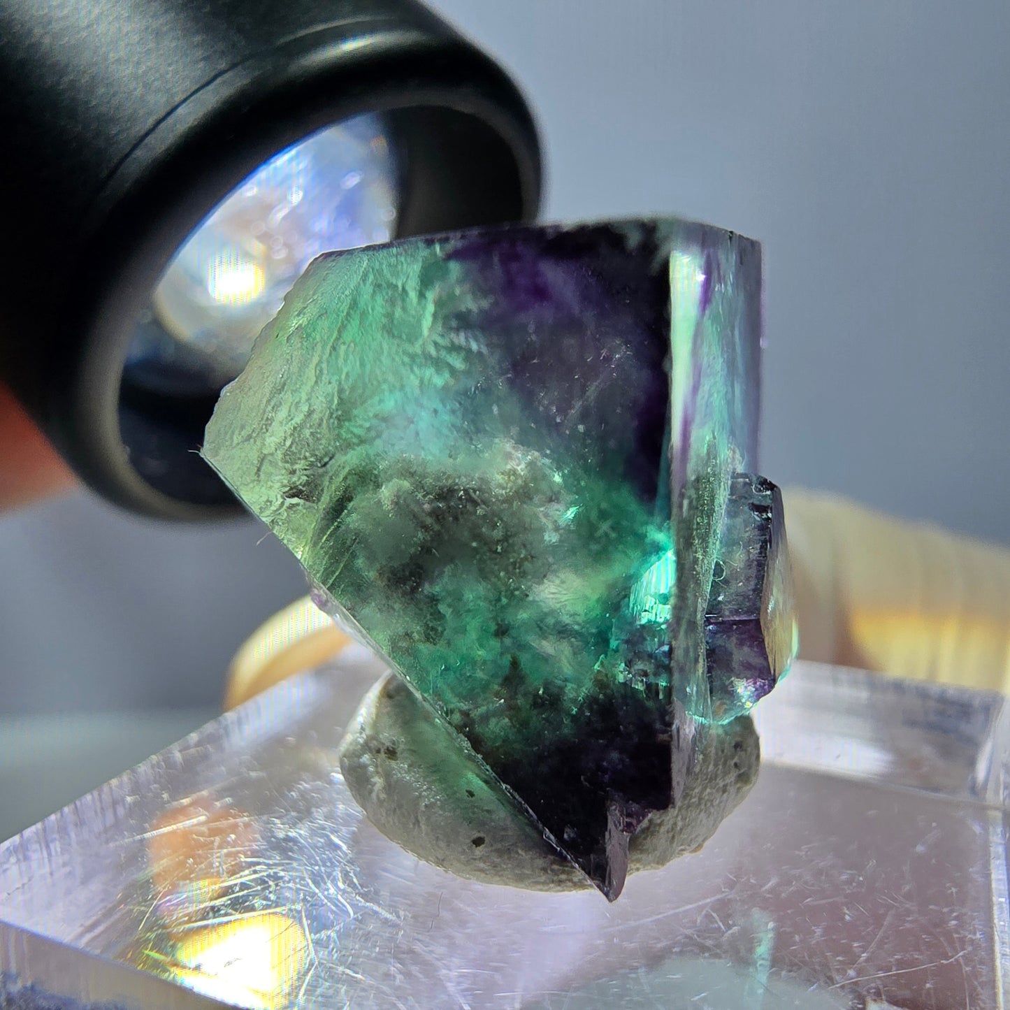 Phantom Fluorit Würfel parkettiert, zonal, grün lila Okorusu, Namibia 20*18*15mm