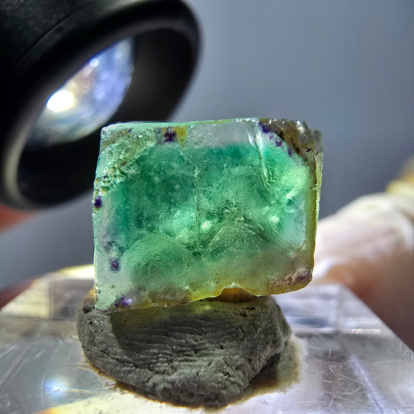 Phantom Fluorit Würfel parkettiert, grün lila Okorusu, Namibia 12*12*12mm