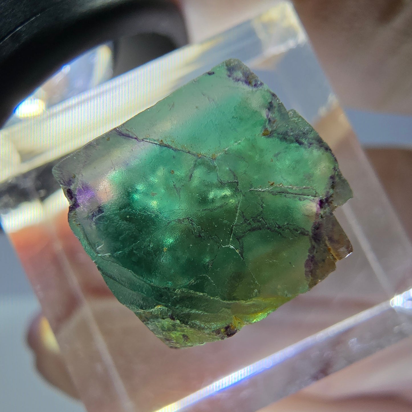 Phantom Fluorit Würfel parkettiert, grün lila Okorusu, Namibia 12*12*12mm