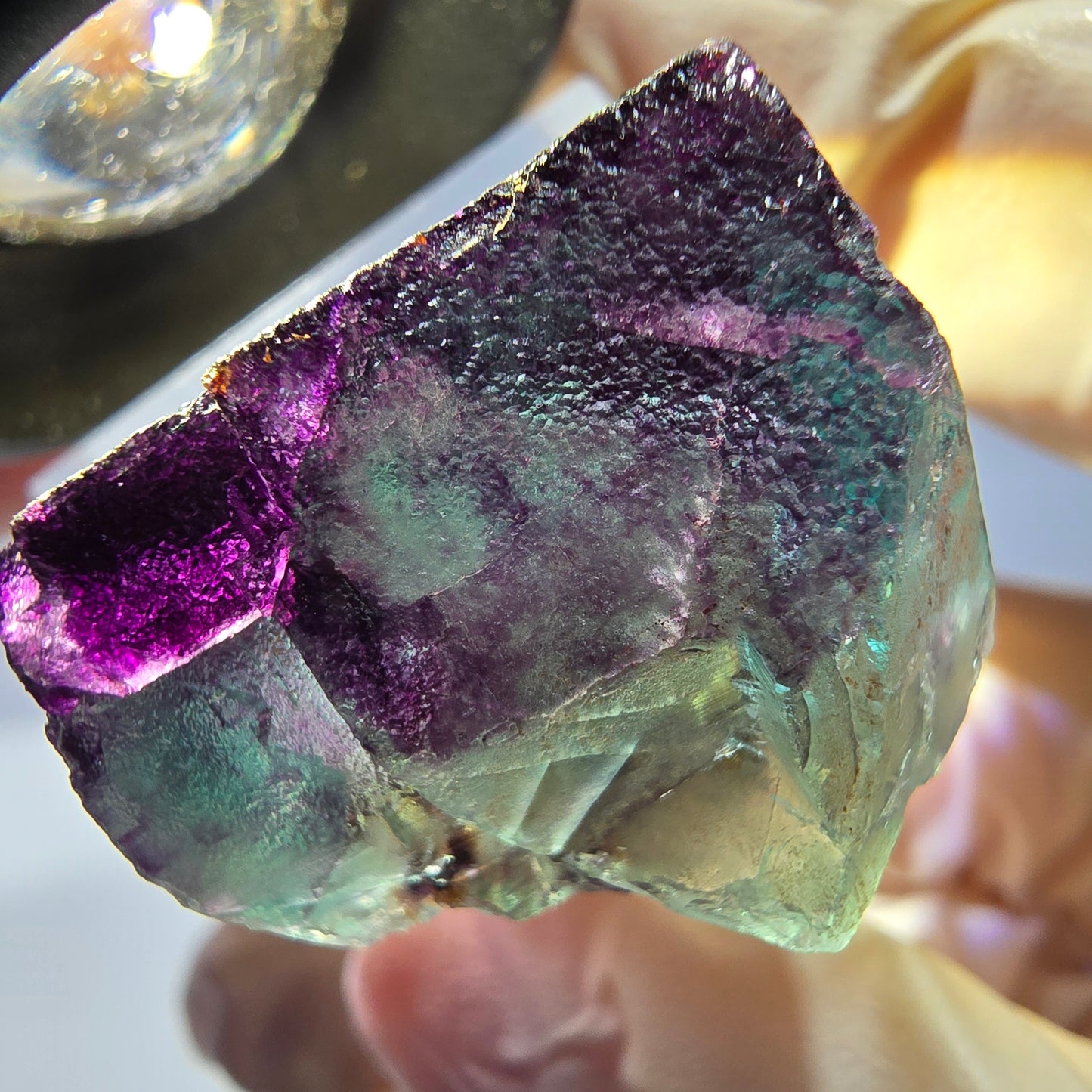 Phantom Fluorit Würfel parkettiert, grün lila Okorusu, Namibia 23*22*20mm