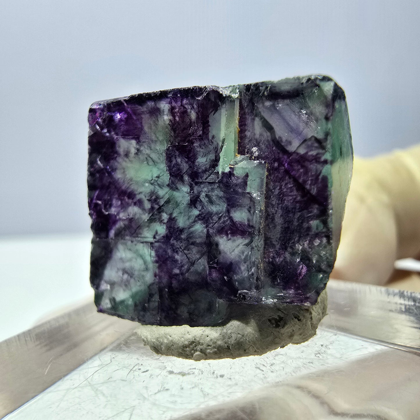 Phantom Fluorit Würfel parkettiert, grün lila Okorusu, Namibia 19*17*9mm