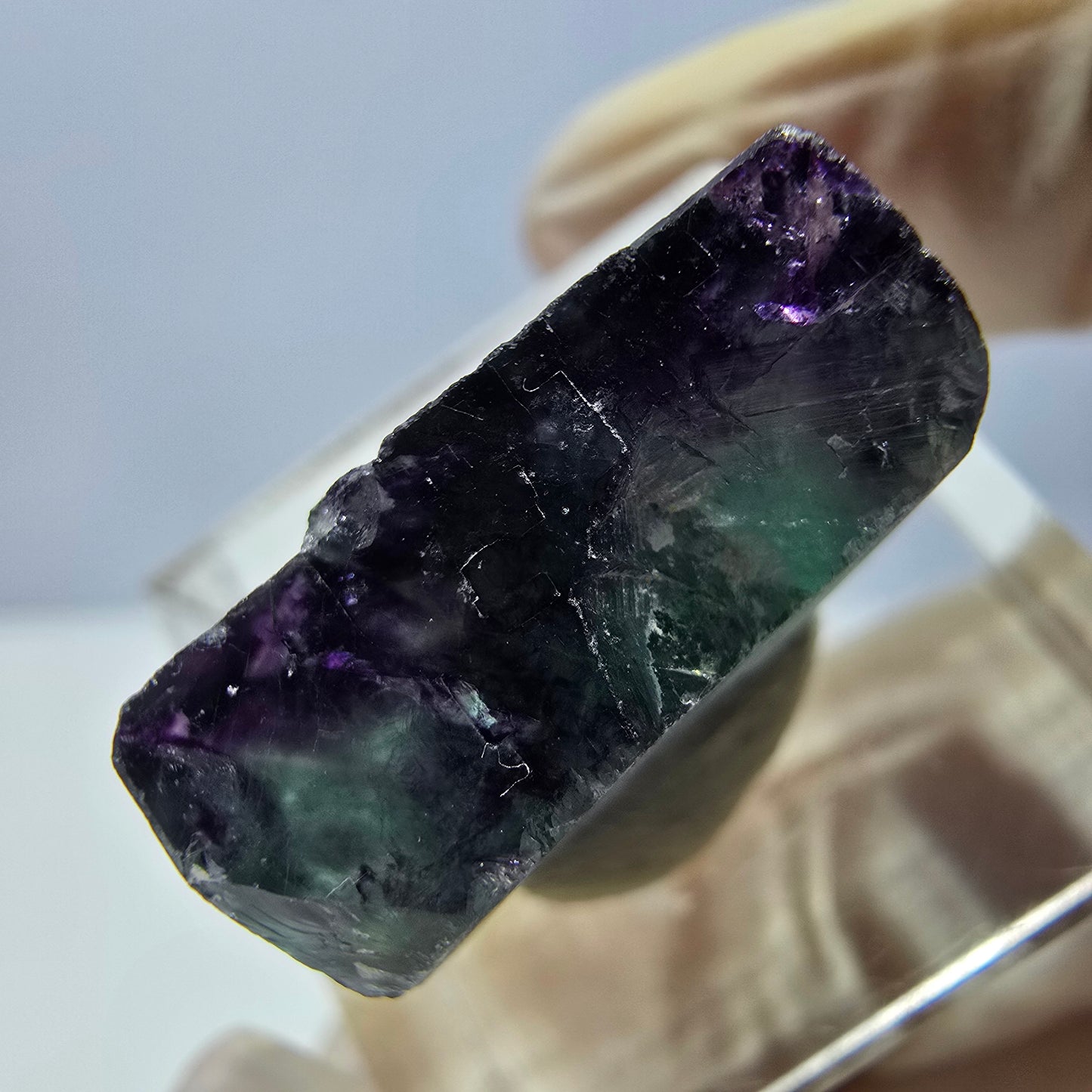 Phantom Fluorit Würfel parkettiert, grün lila Okorusu, Namibia 19*17*9mm