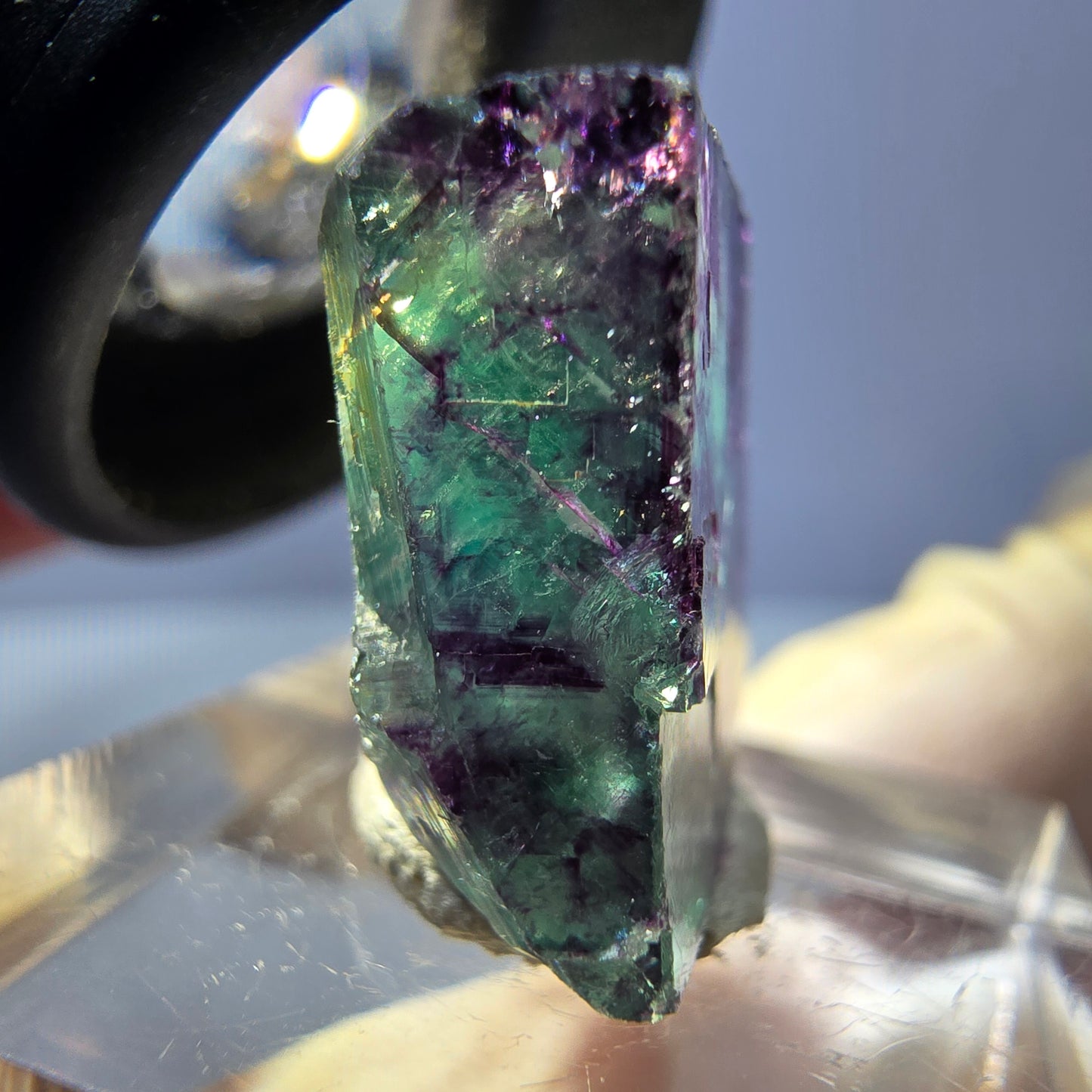 Phantom Fluorit Würfel parkettiert, grün lila Okorusu, Namibia 19*17*9mm