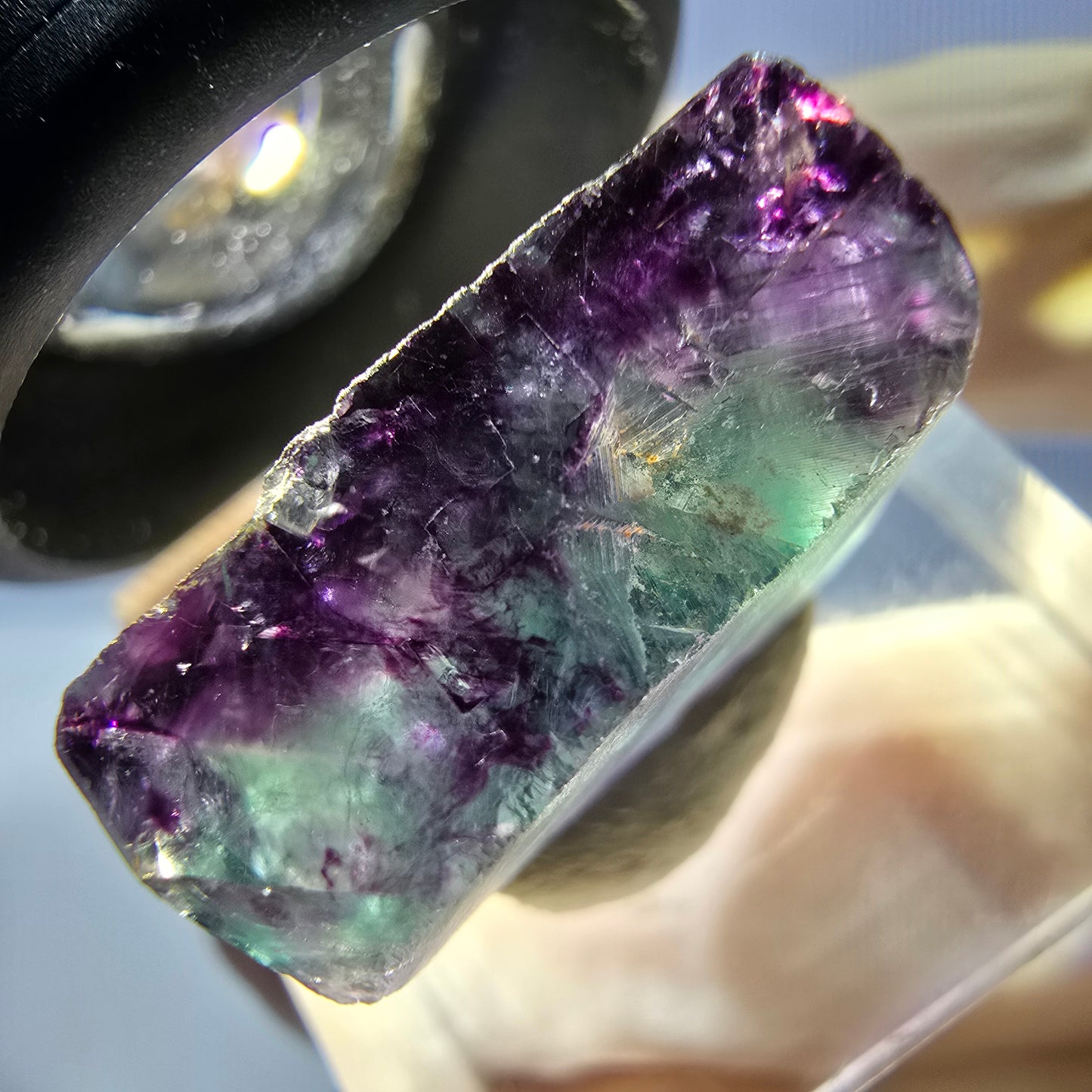 Phantom Fluorit Würfel parkettiert, grün lila Okorusu, Namibia 19*17*9mm