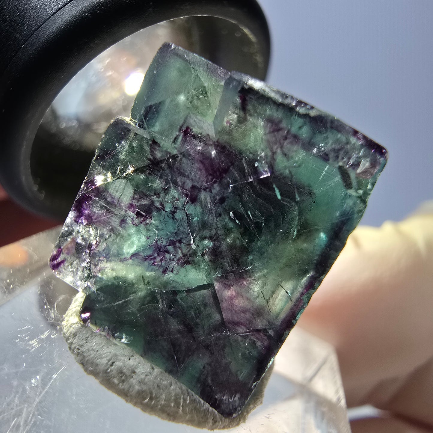Phantom Fluorit Würfel parkettiert, grün lila Okorusu, Namibia 18*15*15mm